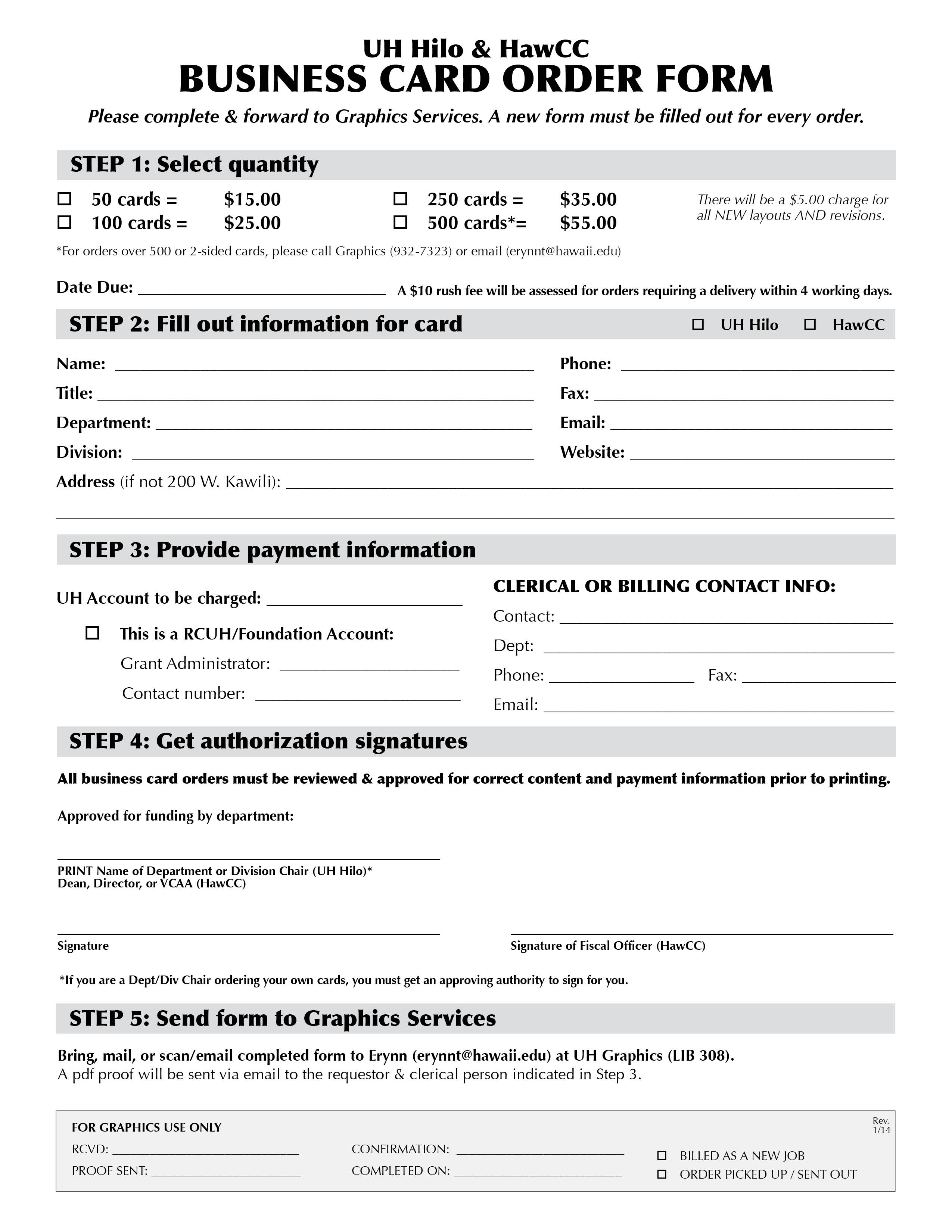 Business Card Form Business Card Form
