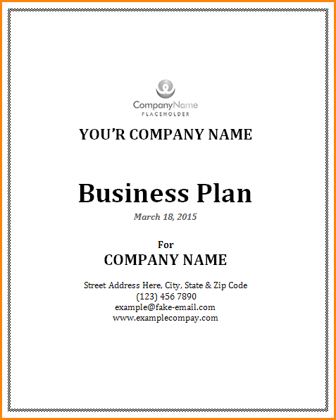 Business Plan Title Page Template