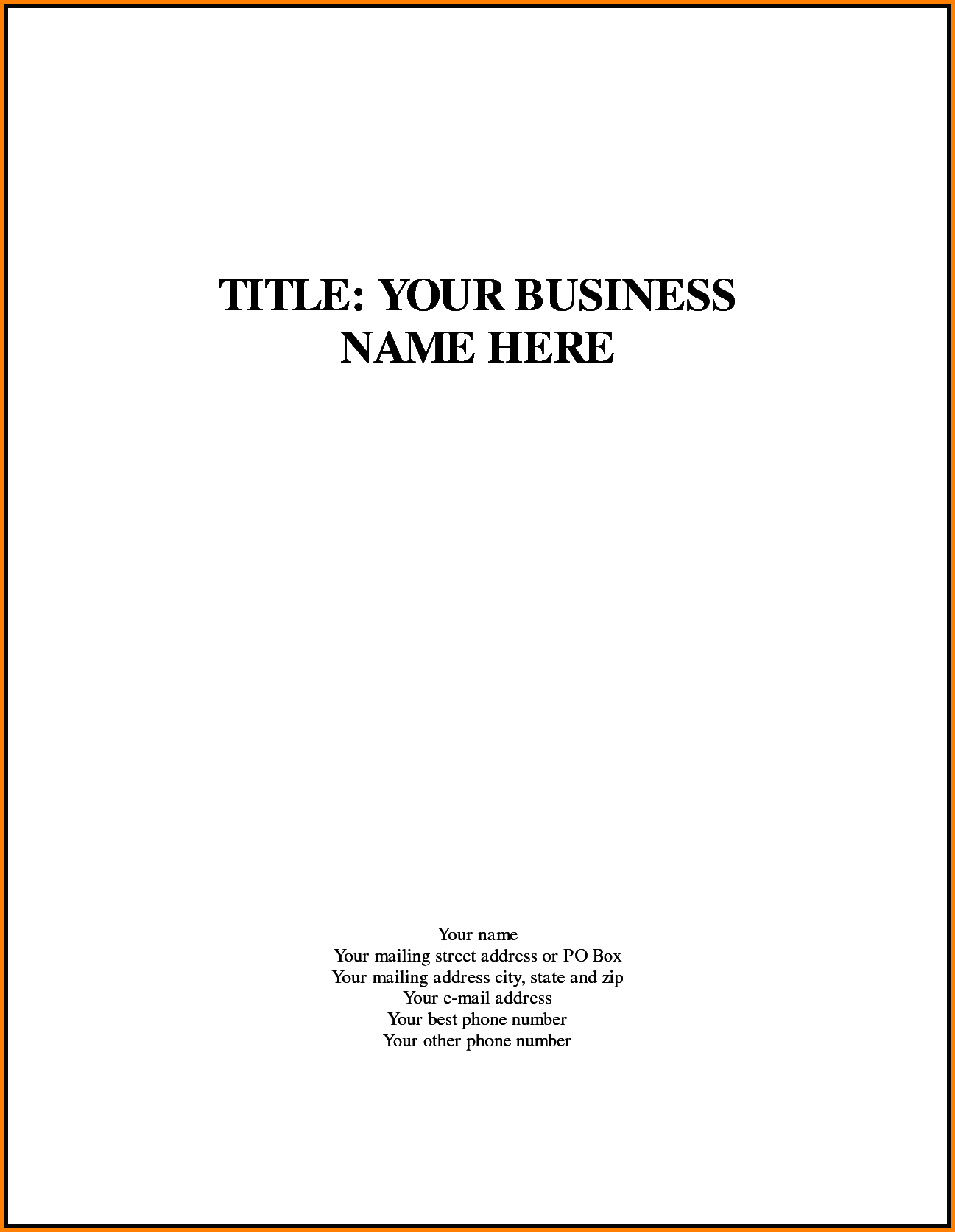 4+ business plan cover page | quote templates 4+ business plan cover page | quote templates